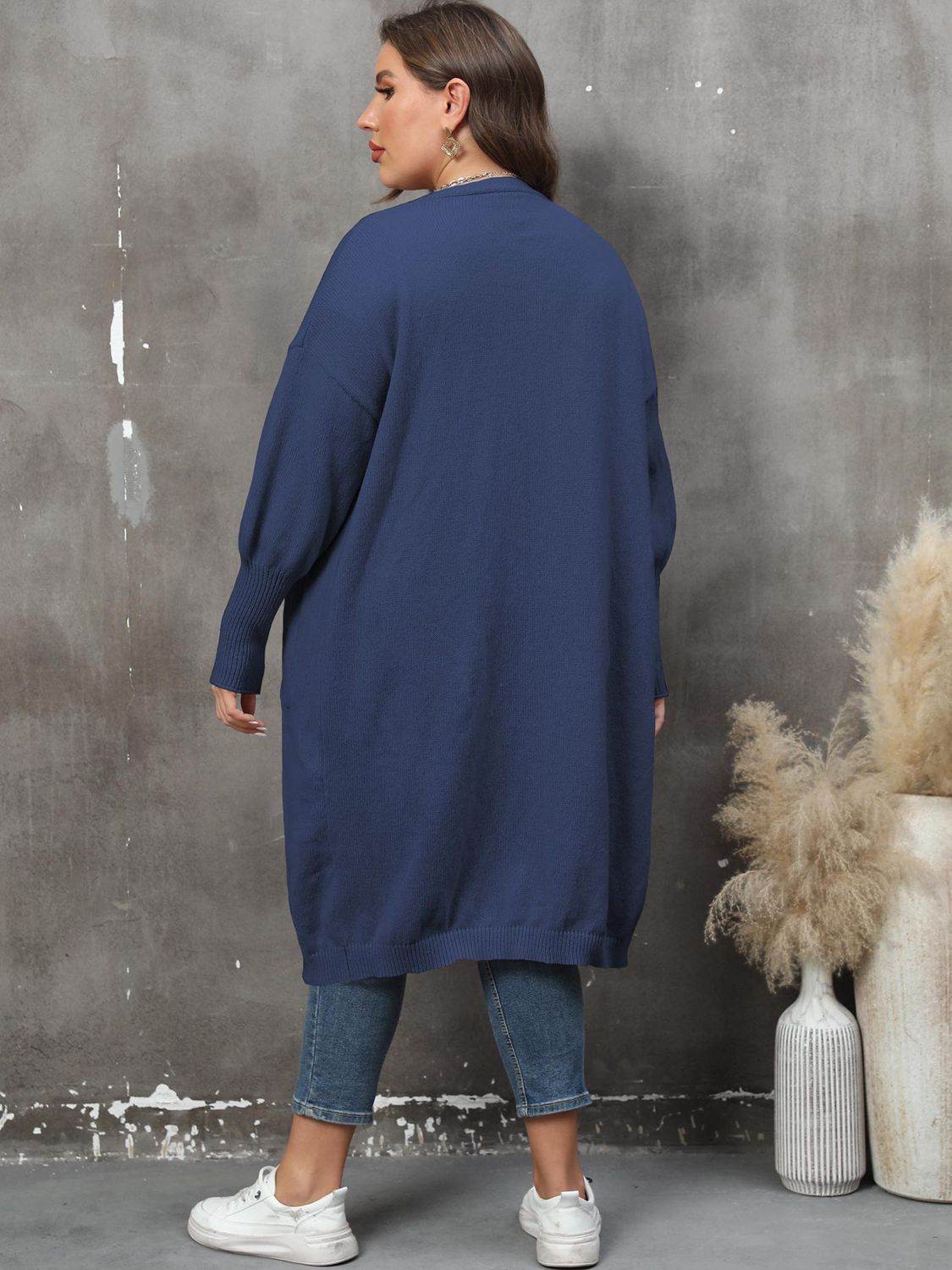 Plus Size Long Sleeve Pocketed Cardigan for a perfect OOTD – dress to impress outfits from Amexza