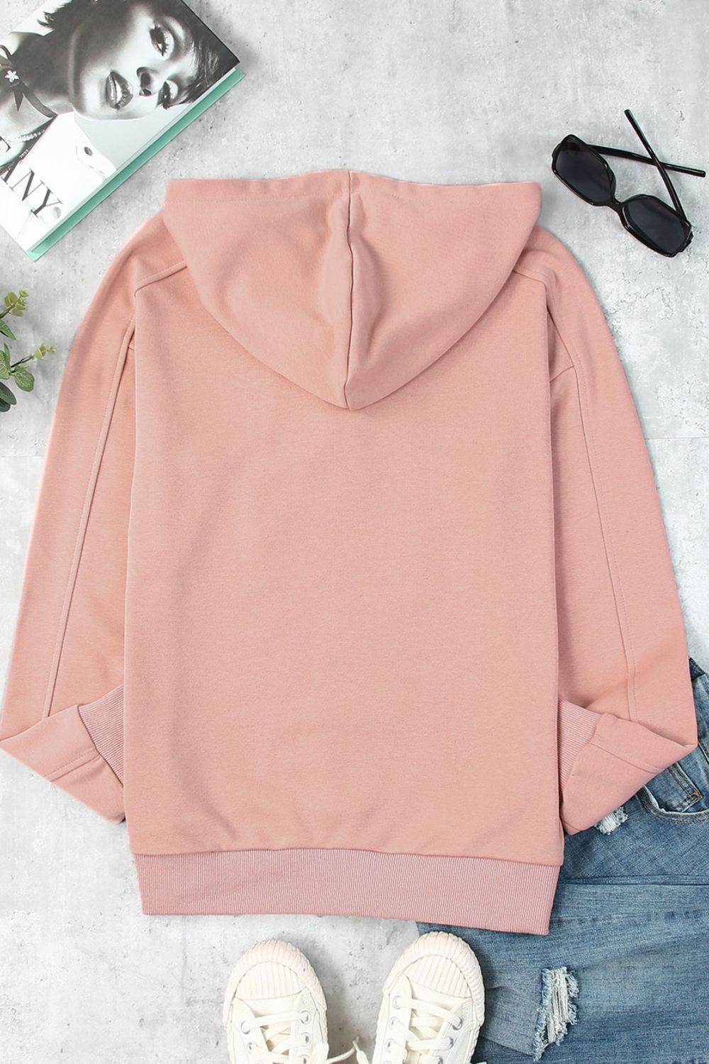 Lace Up Long Sleeve Hoodie - Amexza