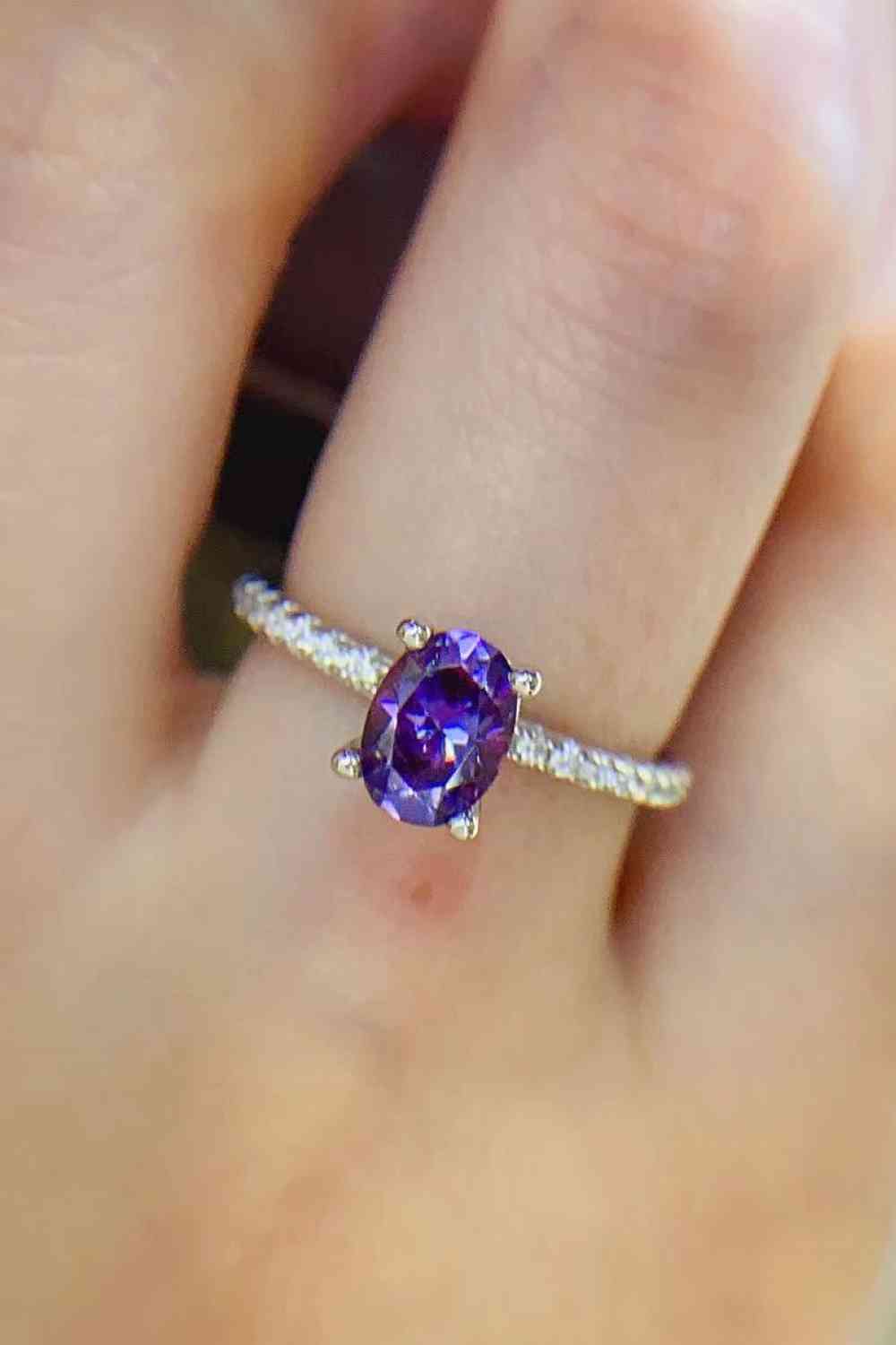 1 Carat Purple Moissanite 4-Prong Ring for a perfect OOTD – dress to impress outfits from Amexza