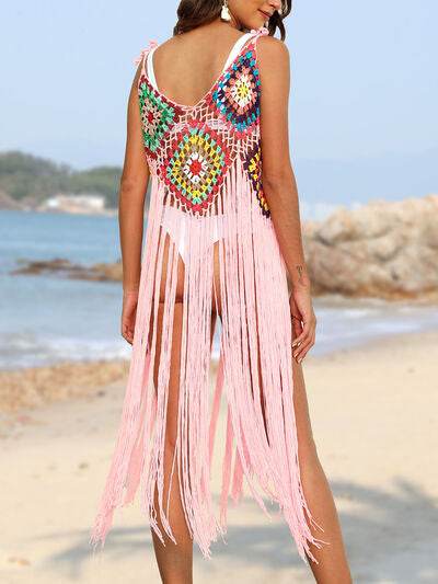 Fringe Spaghetti Strap Cover-Up for a perfect OOTD – dress to impress outfits from Amexza