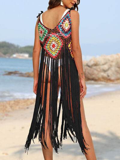 Fringe Spaghetti Strap Cover-Up for a perfect OOTD – dress to impress outfits from Amexza