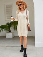 Cable-Knit V-Neck Mini Sweater Dress for a perfect OOTD – dress to impress outfits from Amexza