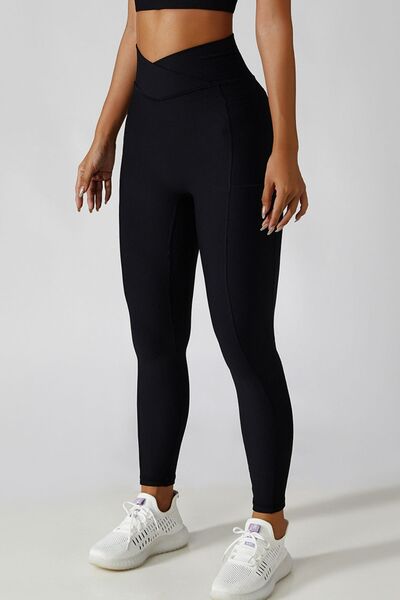 Basic Bae Crossover Waist Active Leggings for a perfect OOTD – dress to impress outfits from Amexza