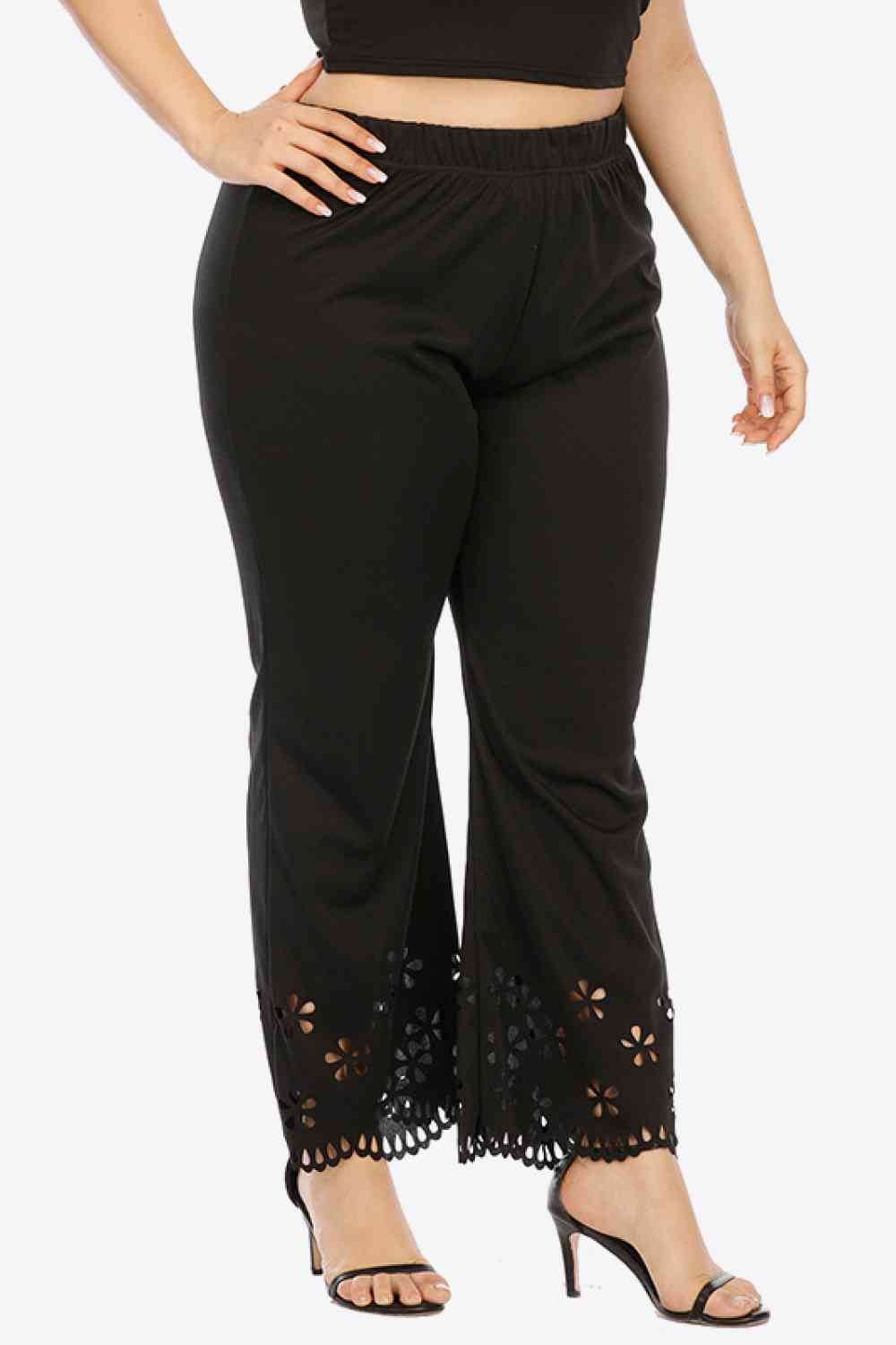 Plus Size Openwork Elastic Waist Pants for a perfect OOTD – dress to impress outfits from Amexza