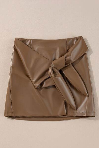 Bowknot Elastic Waist Mini Skirt - Amexza