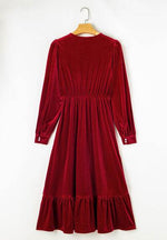 Ruffle Hem Slit V-Neck Long Sleeve Dress for a perfect OOTD – dress to impress outfits from Amexza