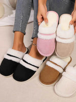 Contrast Faux Fur Round Toe Slippers for a perfect OOTD – dress to impress outfits from Amexza