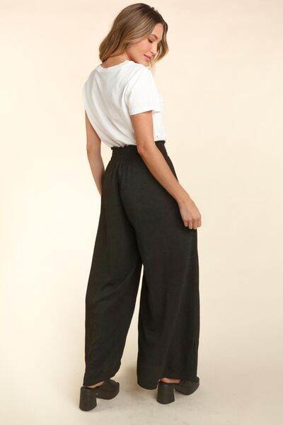 Haptics Elastic Waist Wide Leg Pants with Pockets for a perfect OOTD – dress to impress outfits from Amexza