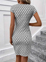Printed Round Neck Cap Sleeve Dress