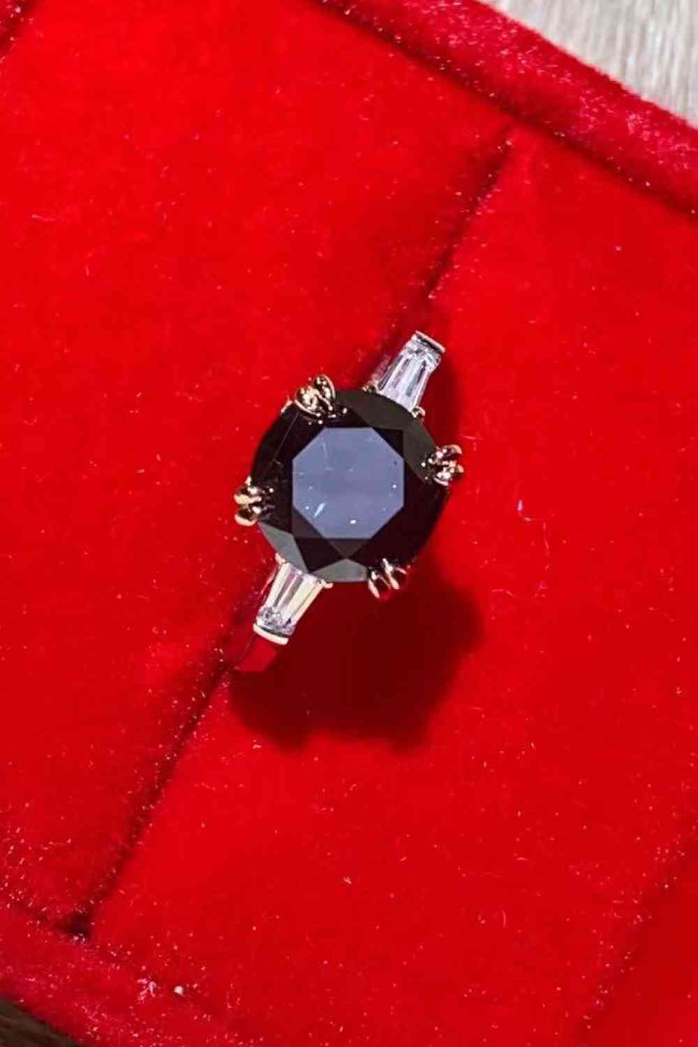 2 Carat Black Moissanite Platinum-Plated Ring for a perfect OOTD – dress to impress outfits from Amexza