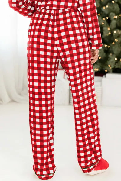 Contrast Piping Plaid Top and Pants Lounge Set for a perfect OOTD – dress to impress outfits from Amexza