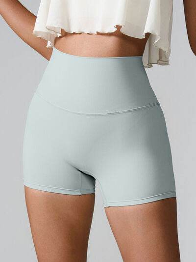 High Waist Active Shorts Light Green for a perfect OOTD – dress to impress outfits from Amexza