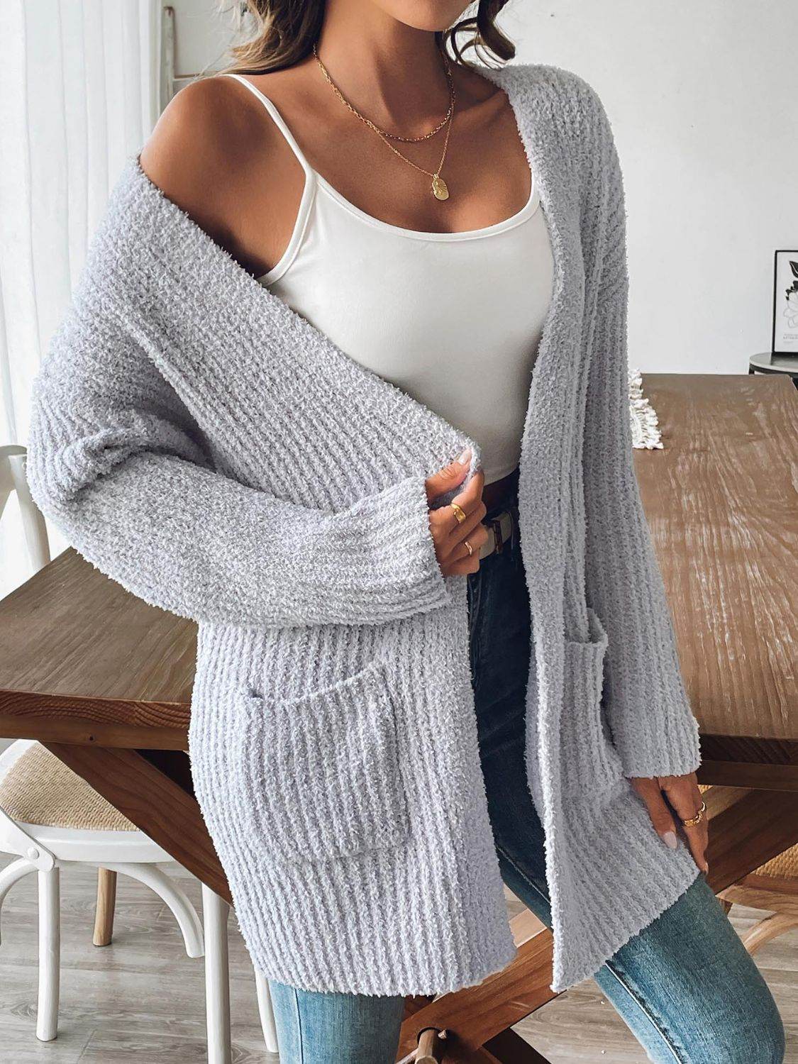 Open Front Long Sleeve Cardigan for a perfect OOTD – dress to impress outfits from Amexza