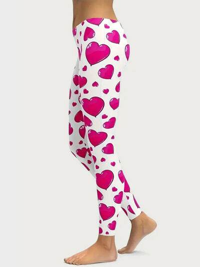 Heart Print Skinny Pants Hot Pink for a perfect OOTD – dress to impress outfits from Amexza