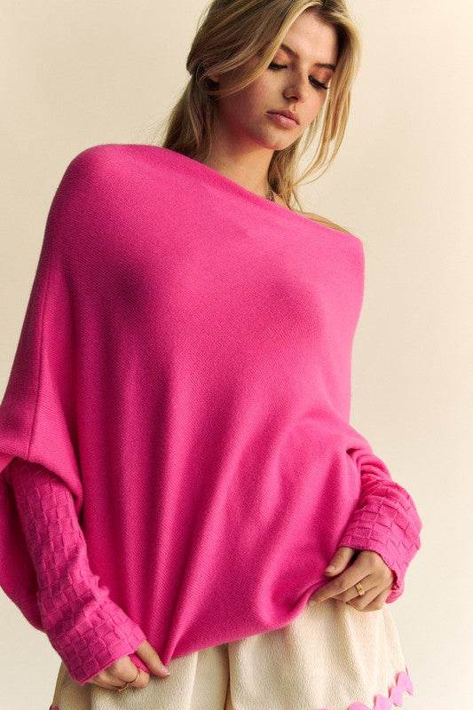 Davi & Dani Solid Color Batwing Sleeve Sweater for a perfect OOTD – dress to impress outfits from Amexza