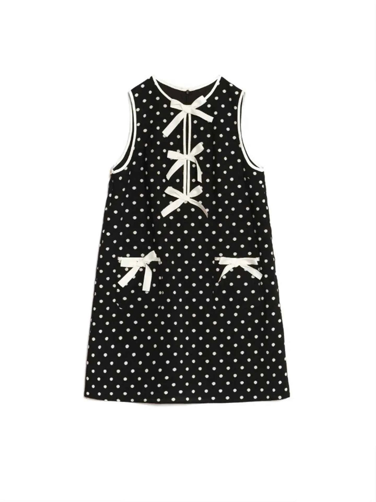Bow Front Polka Dot Sleeveless Dress