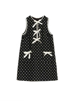 Bow Front Polka Dot Sleeveless Dress