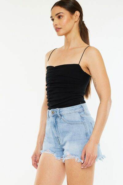 Kancan Raw Hem Distressed High Waist Denim Shorts for a perfect OOTD – dress to impress outfits from Amexza