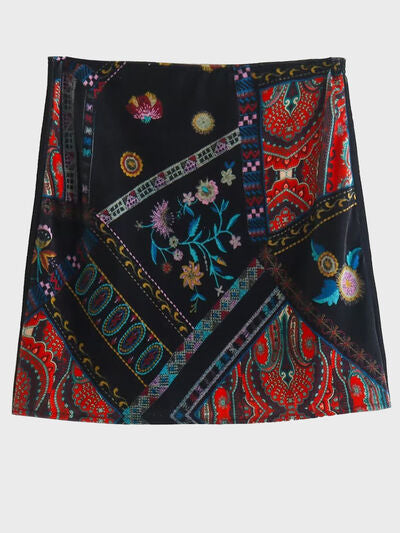 Printed Zip Mini Skirt Black for a perfect OOTD – dress to impress outfits from Amexza