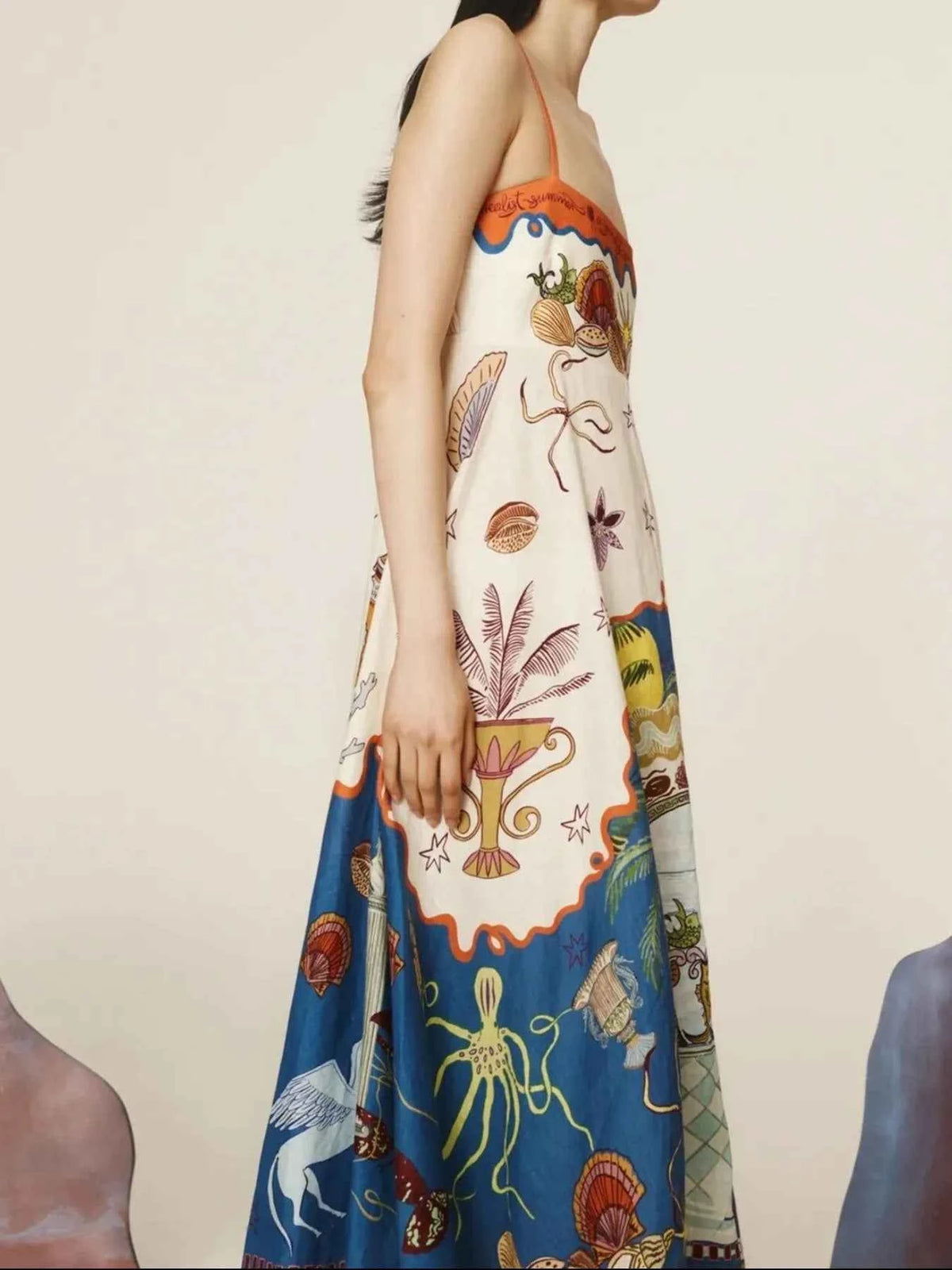 Printed Square Neck Maxi Cami Dress