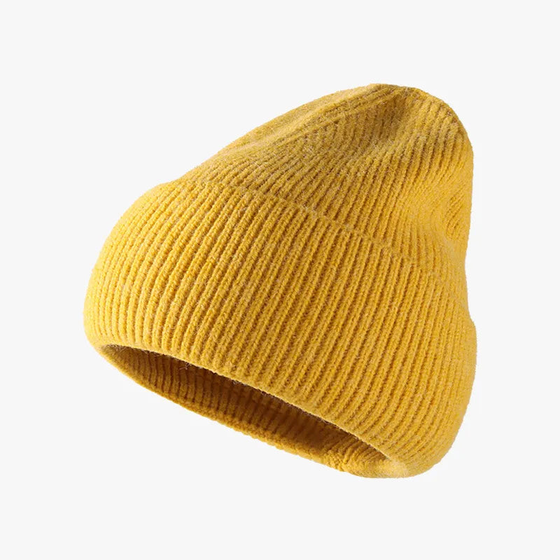 Thermal Solid Knit Hat Yellow One Size for a perfect OOTD – dress to impress outfits from Amexza