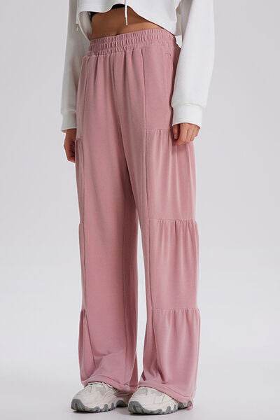 Basic Bae Drawstring Elastic Waist Ruched Joggers Pale Blush for a perfect OOTD – dress to impress outfits from Amexza