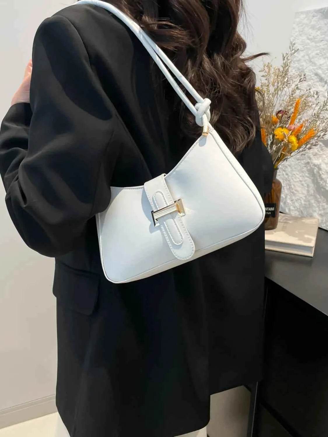 PU Leather Shoulder Bag White One Size for a perfect OOTD – dress to impress outfits from Amexza