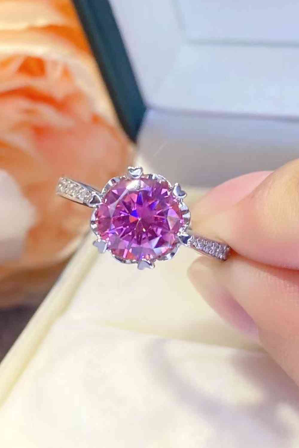 Shining For You 2 Carat Moissanite 925 Sterling Silver Ring Pink for a perfect OOTD – dress to impress outfits from Amexza