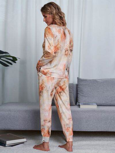 Shiny Tie-Dye Round Neck Top and Pants Lounge Set for a perfect OOTD – dress to impress outfits from Amexza
