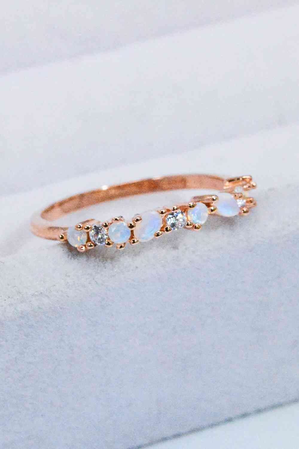 Moonstone and Zircon Decor Ring Moonstone Rose Gold for a perfect OOTD – dress to impress outfits from Amexza