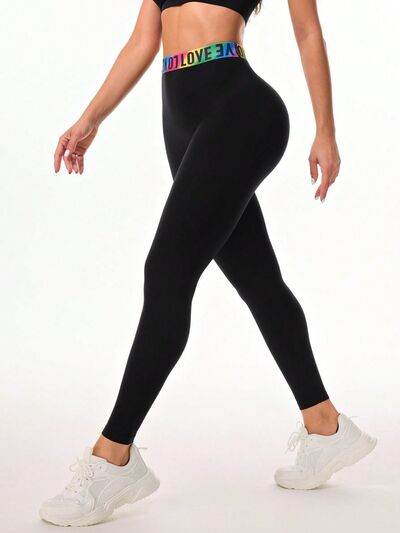 Letter Printed High Waist Active Leggings for a perfect OOTD – dress to impress outfits from Amexza