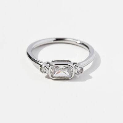 925 Sterling Silver Geometric Zircon Ring Silver for a perfect OOTD – dress to impress outfits from Amexza