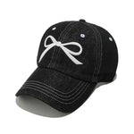 Bow Embroidered Denim Baseball Cap Black One Size for a perfect OOTD – dress to impress outfits from Amexza