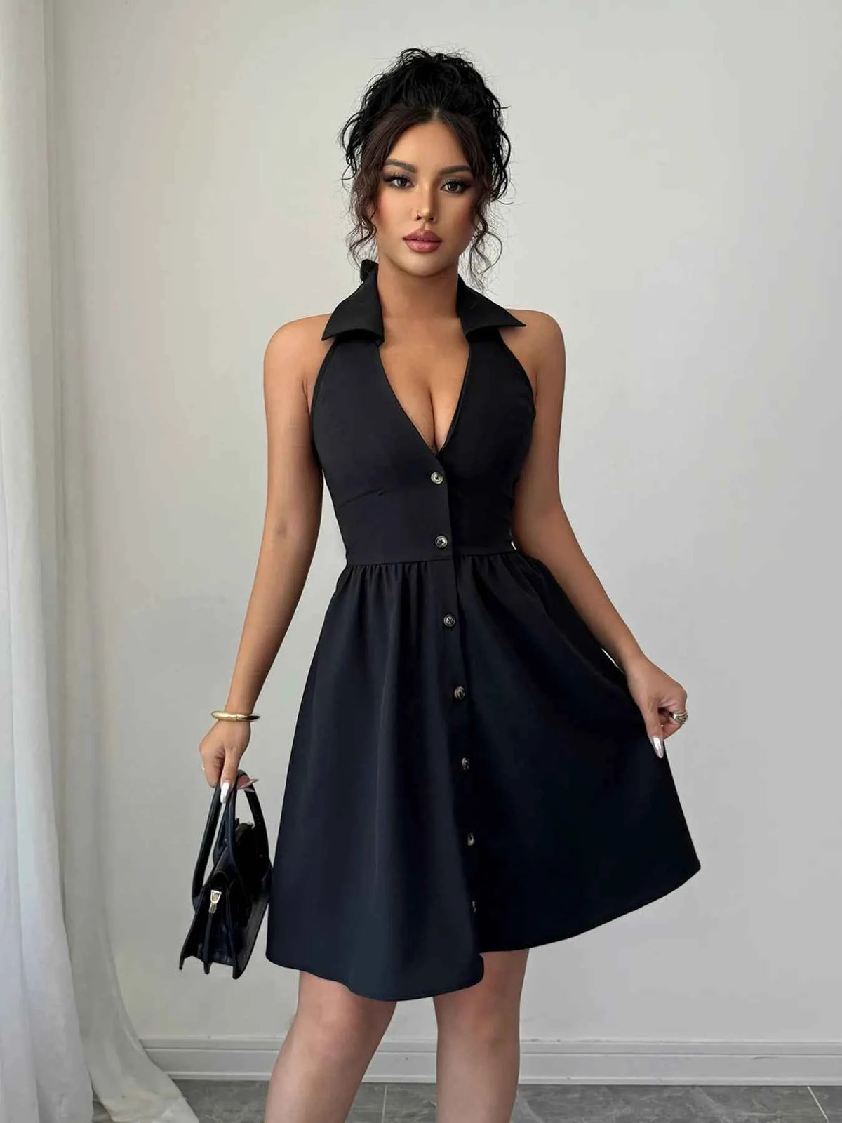 Halter Neck Sleeveless Mini Dress