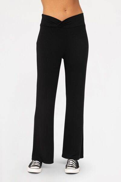 Mono B Cross Pleat Flare Pants - Amexza