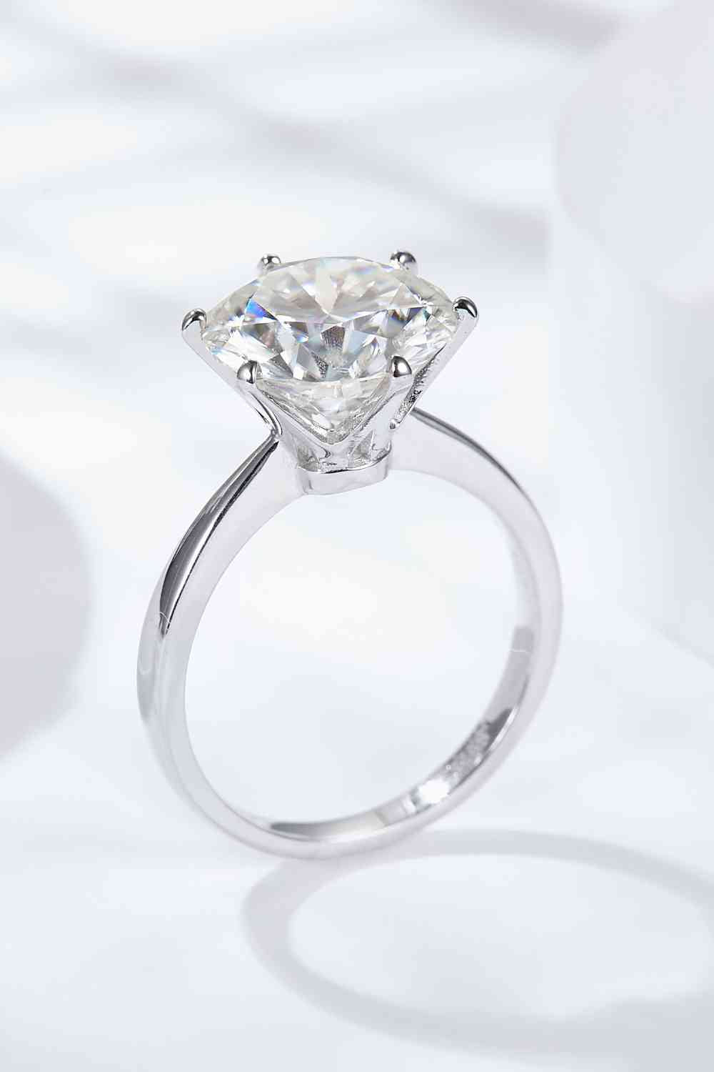 Platinum-Plated 5 Carat Moissanite Solitaire Ring for a perfect OOTD – dress to impress outfits from Amexza