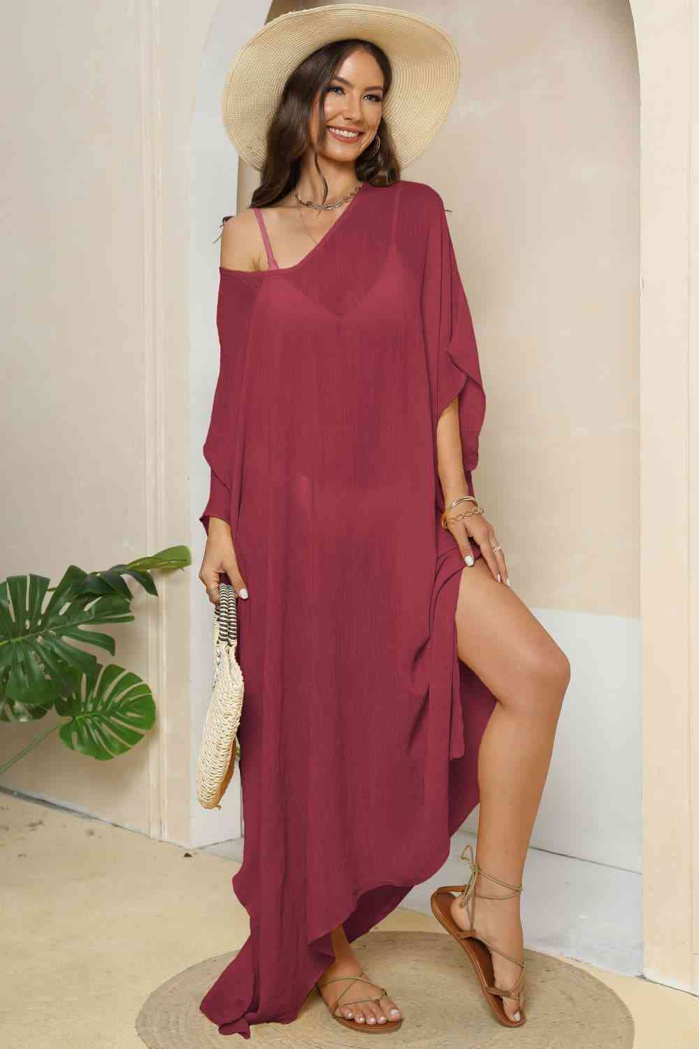 V-Neck Three-Quarter Sleeve Cover-Up for a perfect OOTD – dress to impress outfits from Amexza