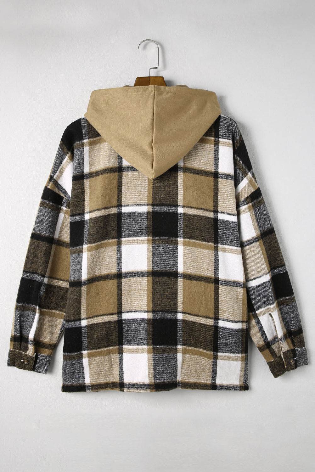 Plaid Button Up Hooded Shacket for a perfect OOTD – dress to impress outfits from Amexza