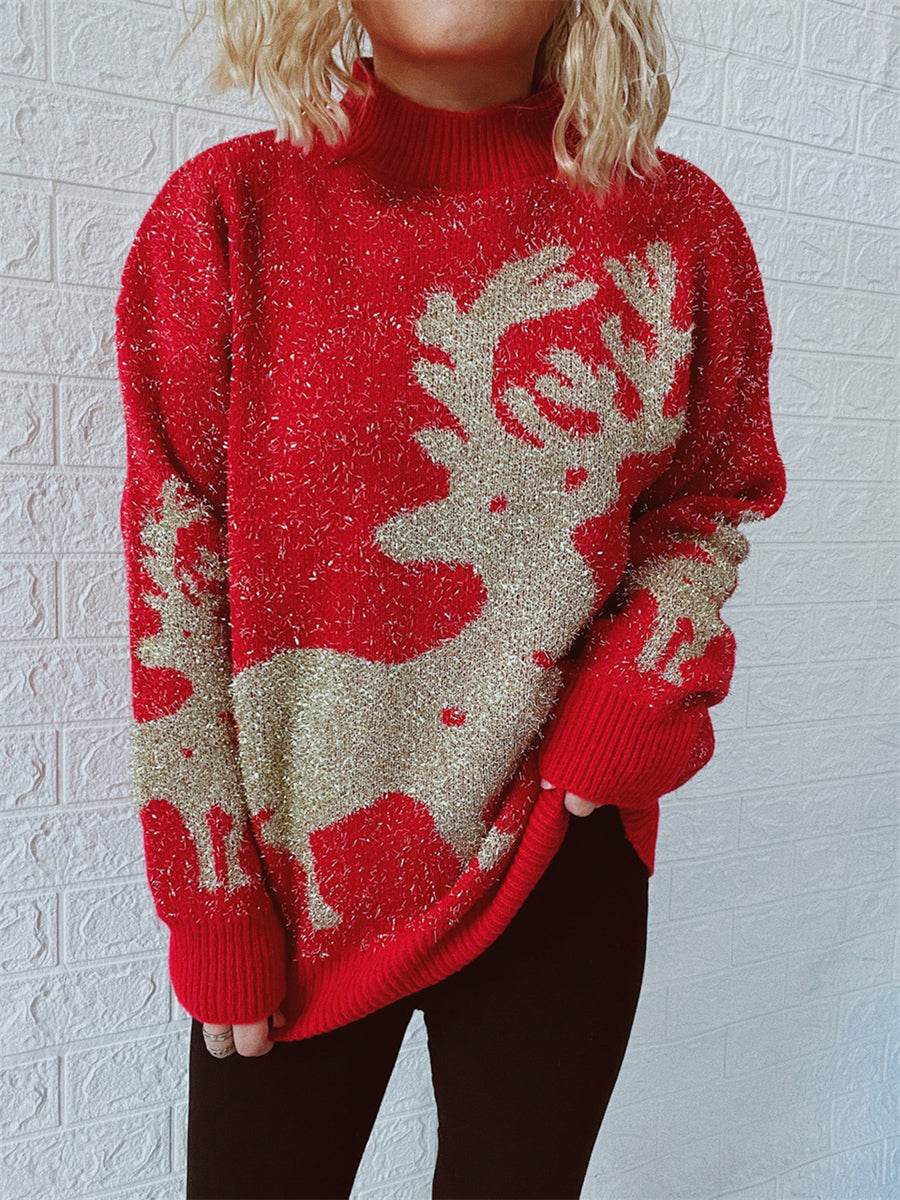 Christmas Element Round Neck Sweater - Amexza