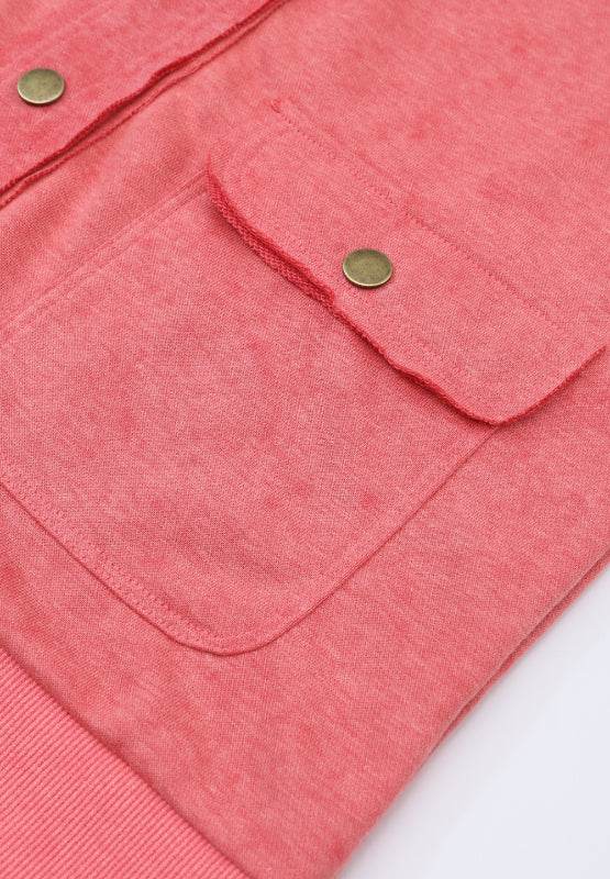 Snap Down Flap Pocket Long Sleeve Shacket - Amexza