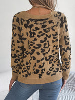 Leopard Buttoned Square Neck Sweater for a perfect OOTD – dress to impress outfits from Amexza