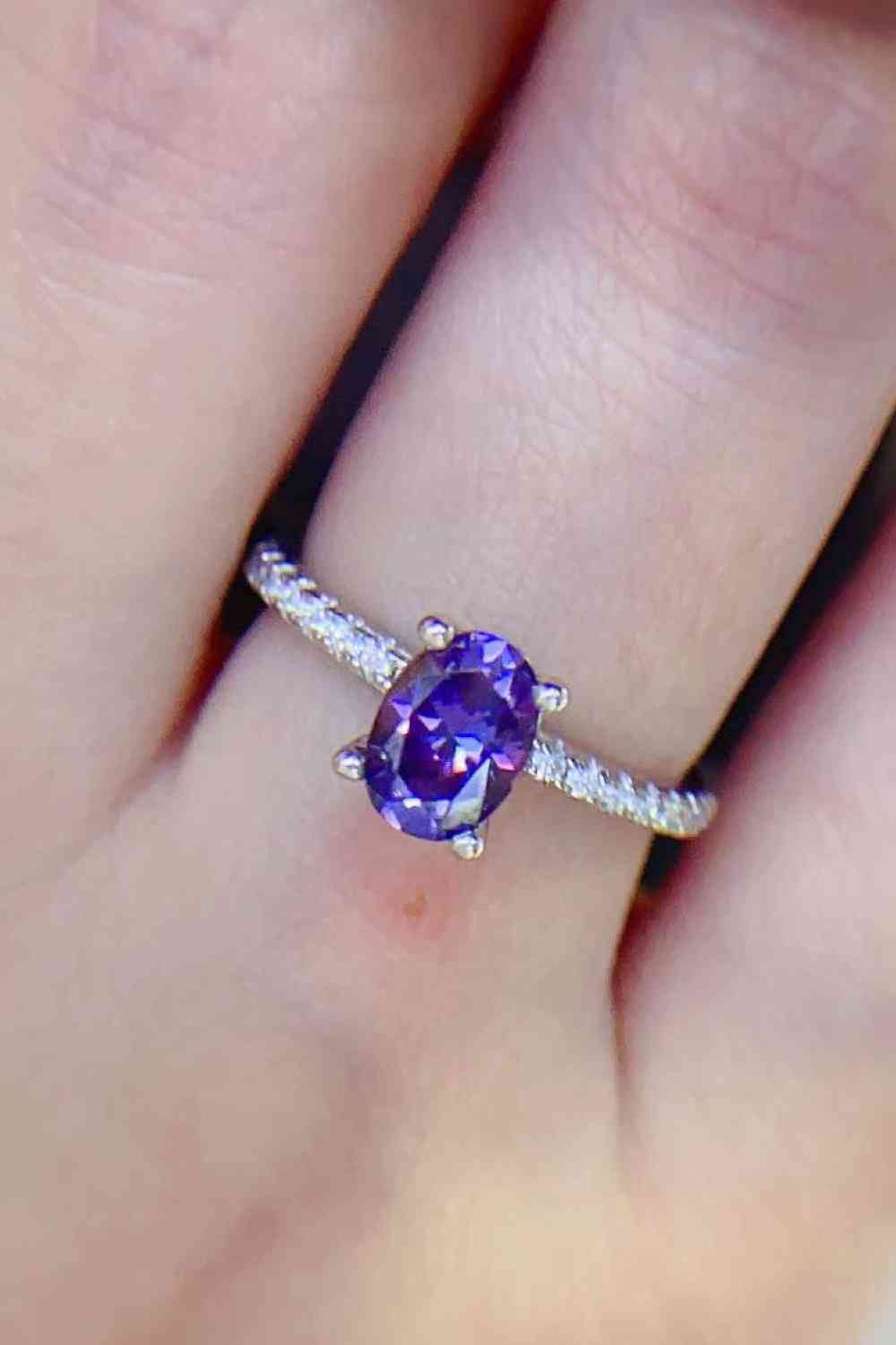 1 Carat Purple Moissanite 4-Prong Ring for a perfect OOTD – dress to impress outfits from Amexza