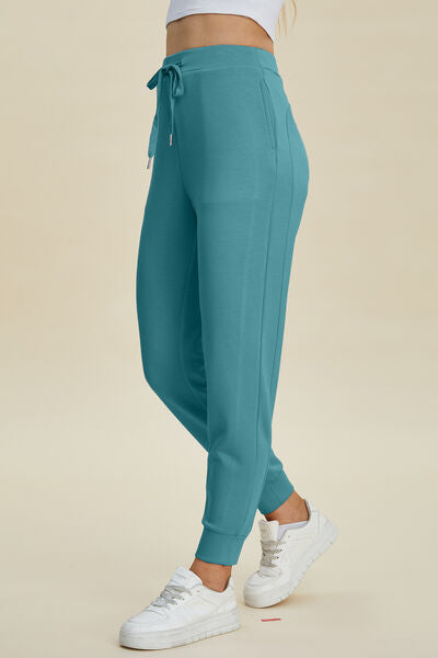 Basic Bae Full Size Air Scuba Drawstring High Waist Joggers Teal for a perfect OOTD – dress to impress outfits from Amexza