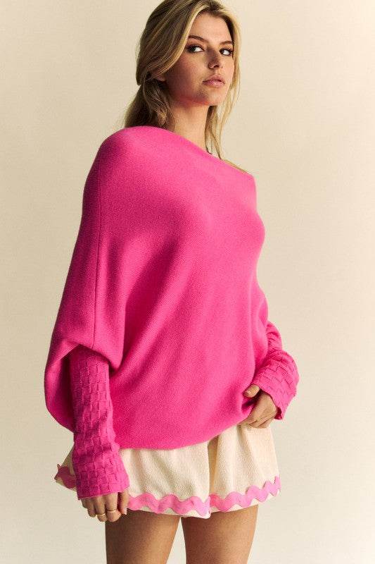 Davi & Dani Solid Color Batwing Sleeve Sweater for a perfect OOTD – dress to impress outfits from Amexza