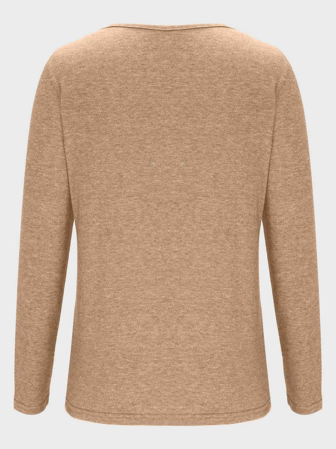 Crisscross V-Neck Long Sleeve T-Shirt - Amexza