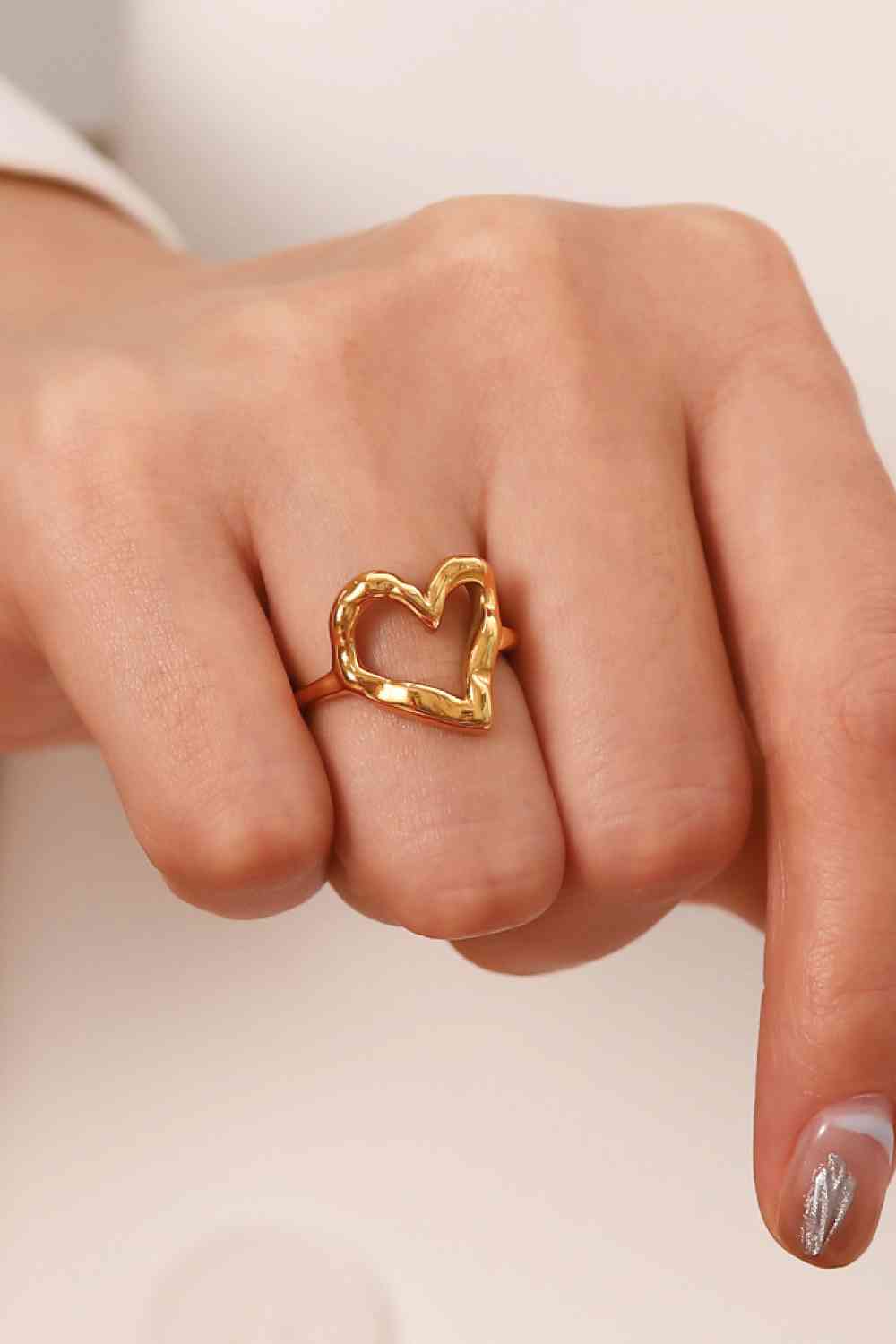 18K Gold Plated Heart-Shaped Ring Gold for a perfect OOTD – dress to impress outfits from Amexza