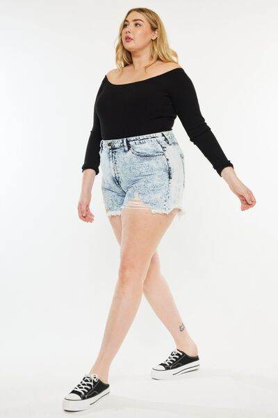 Kancan Full Size Distressed High Waist Denim Shorts for a perfect OOTD – dress to impress outfits from Amexza