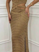 Cutout Slit Round Neck Sweater Dress for a perfect OOTD – dress to impress outfits from Amexza