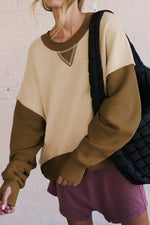 Color Block Round Neck Long Sleeve Sweatshirt for a perfect OOTD – dress to impress outfits from Amexza