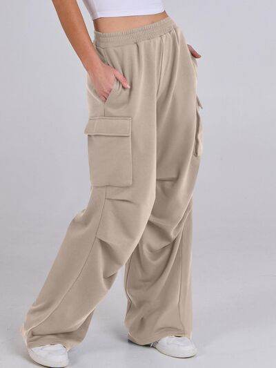 Elastic Waist Wide Leg Pants with Pockets for a perfect OOTD – dress to impress outfits from Amexza